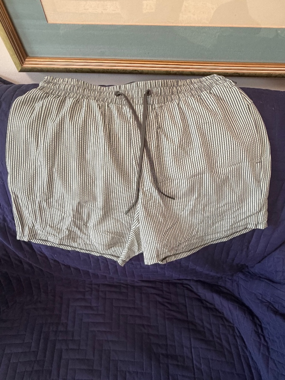 Lululemon Men's Textured Swim Short 5" L Linerless Simple Stripe Washed Blue Cha